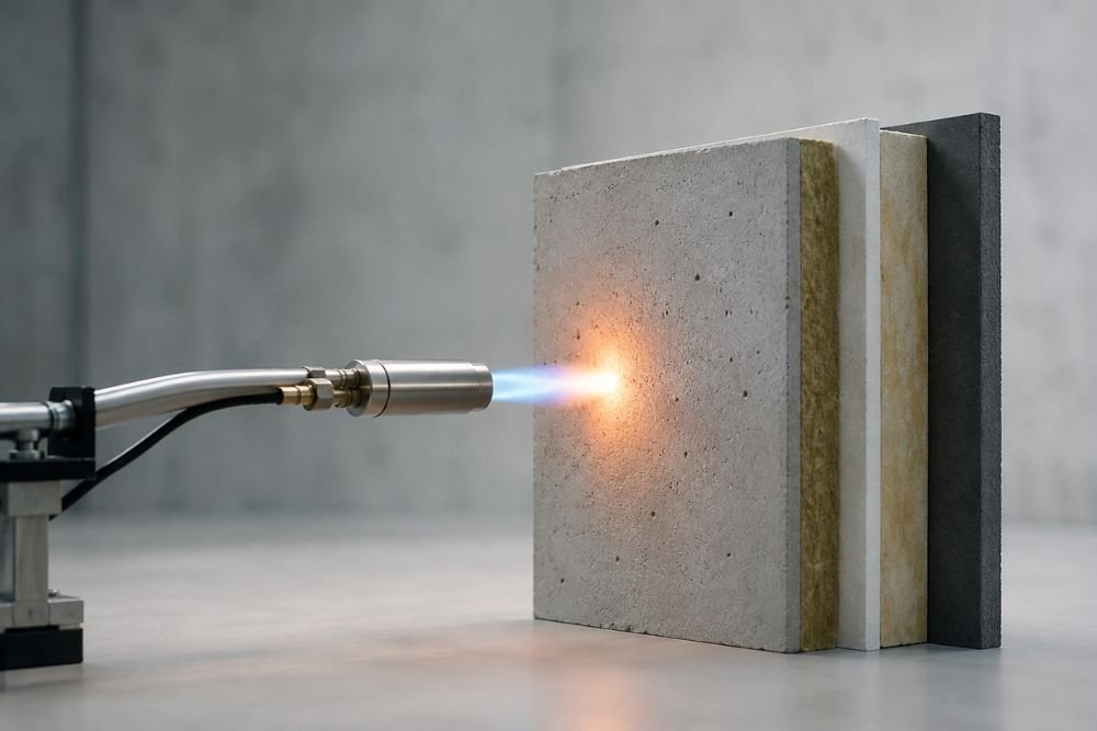 Building material fire testing in a laboratory