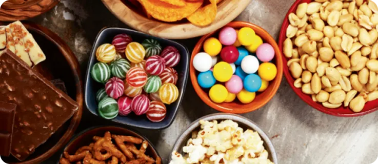 variety of candy and nuts
