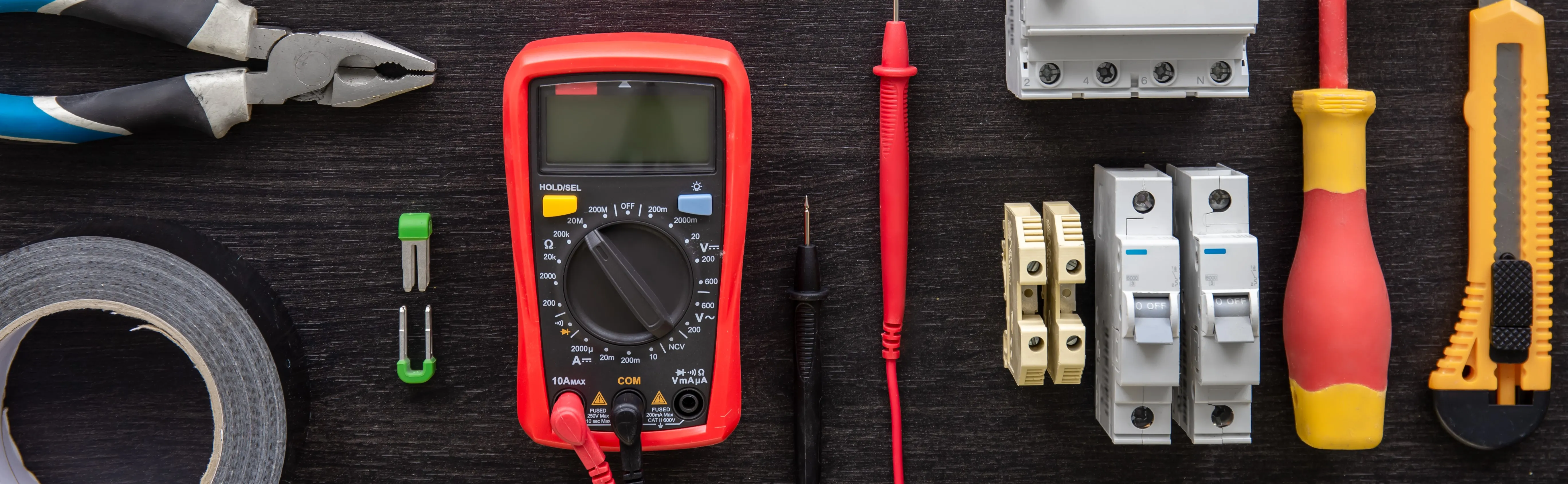 electrical tools on table