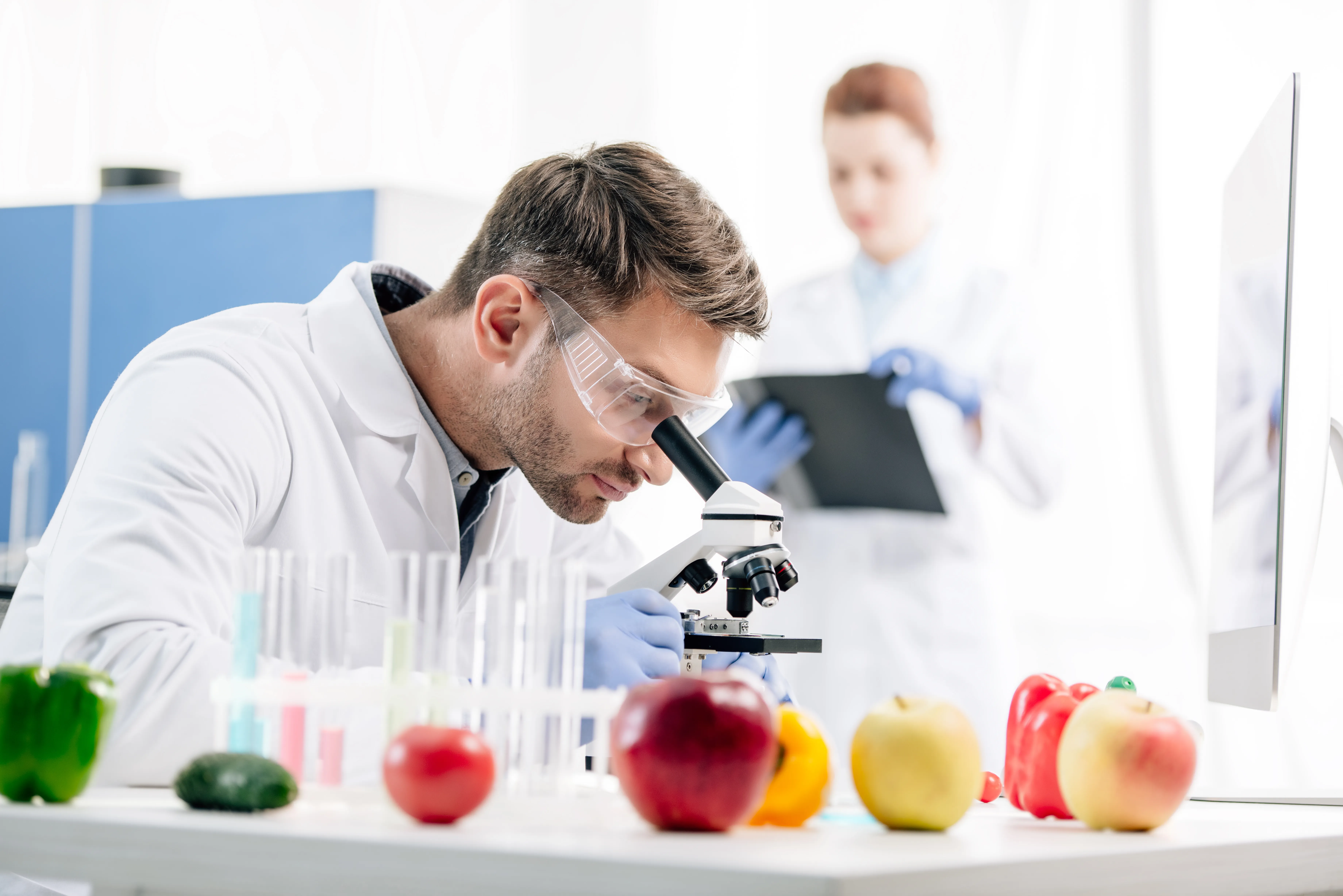 scientist testing fruits
