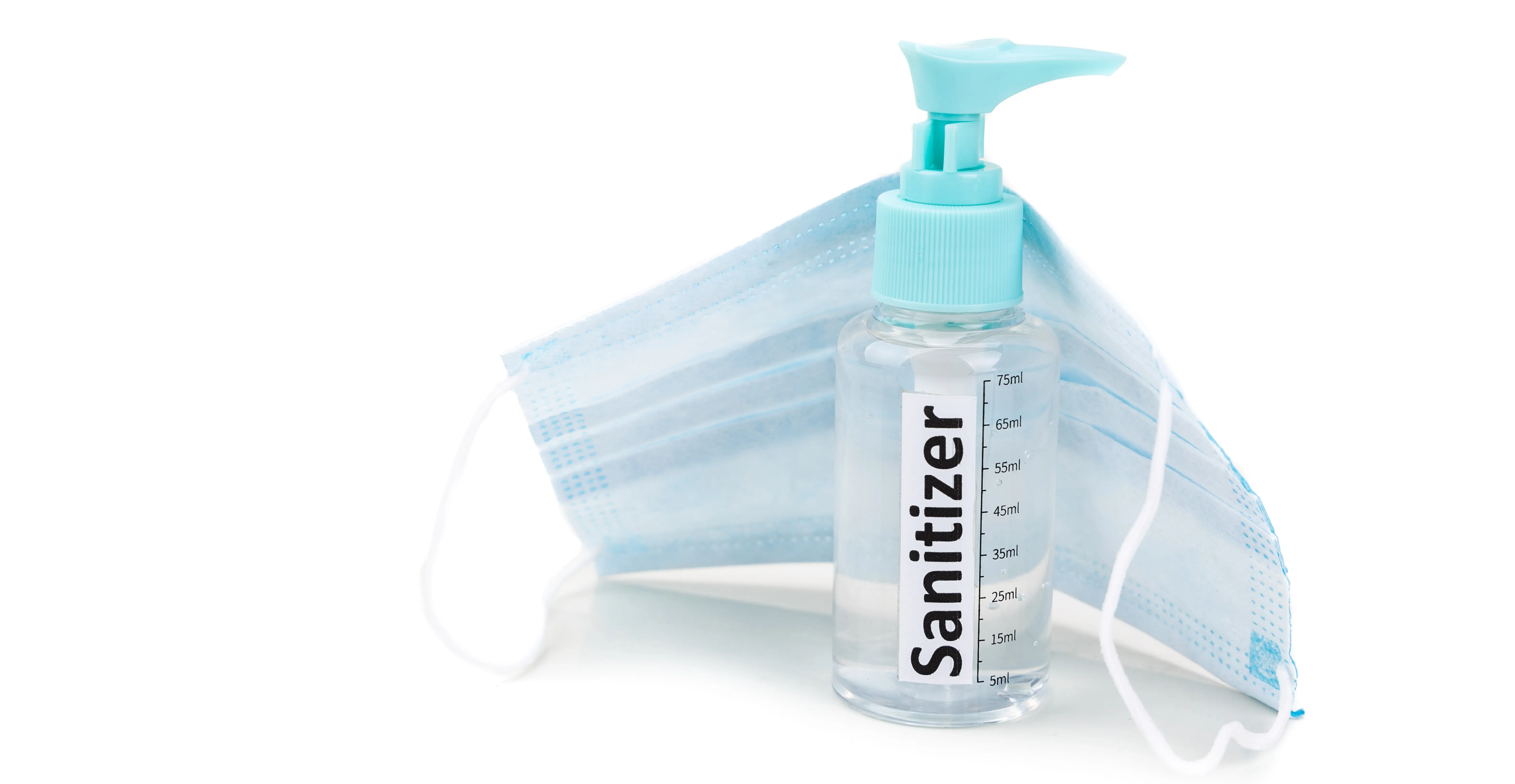 picture of mask and sanitizer