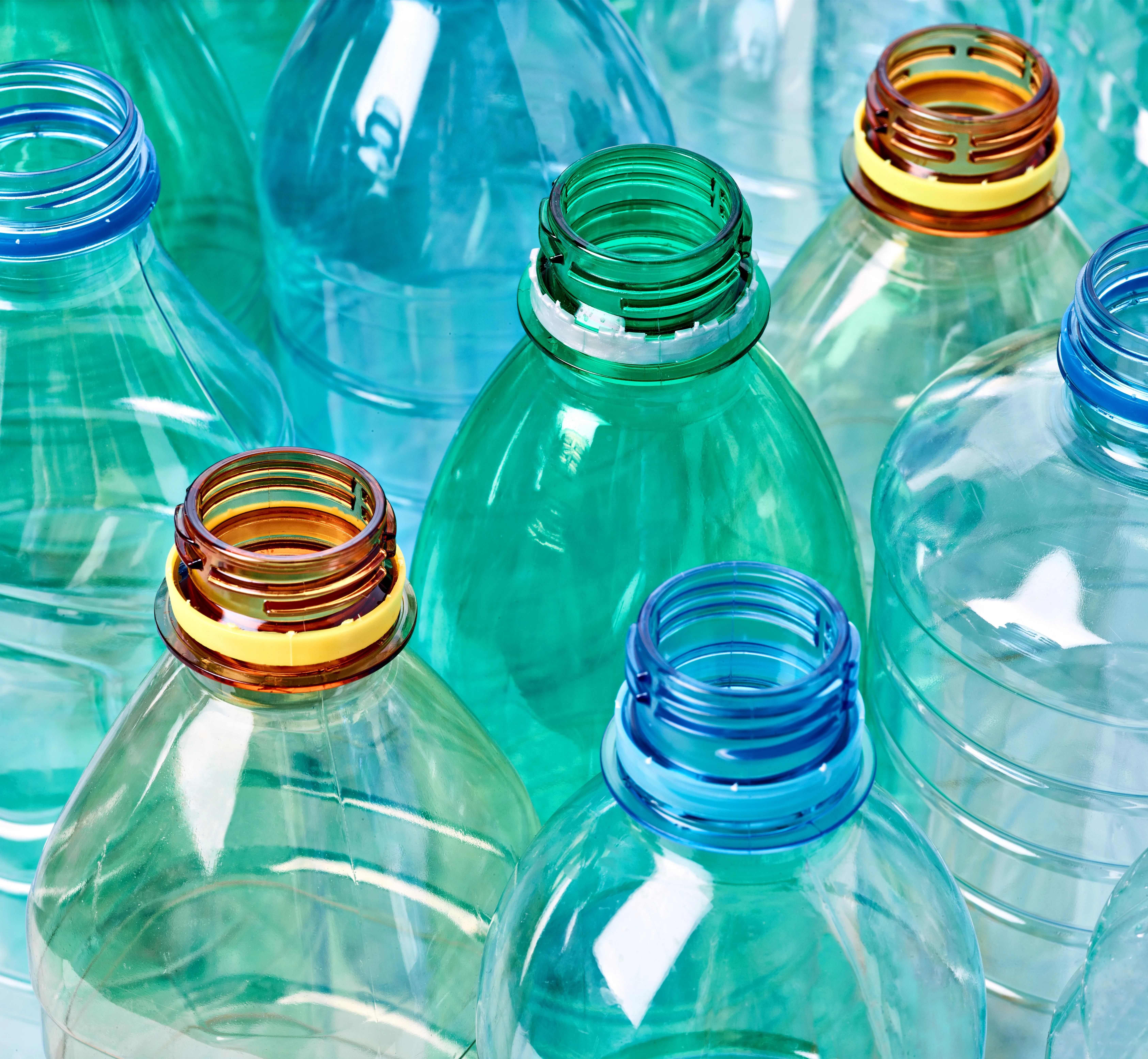 plastic bottles of various colors