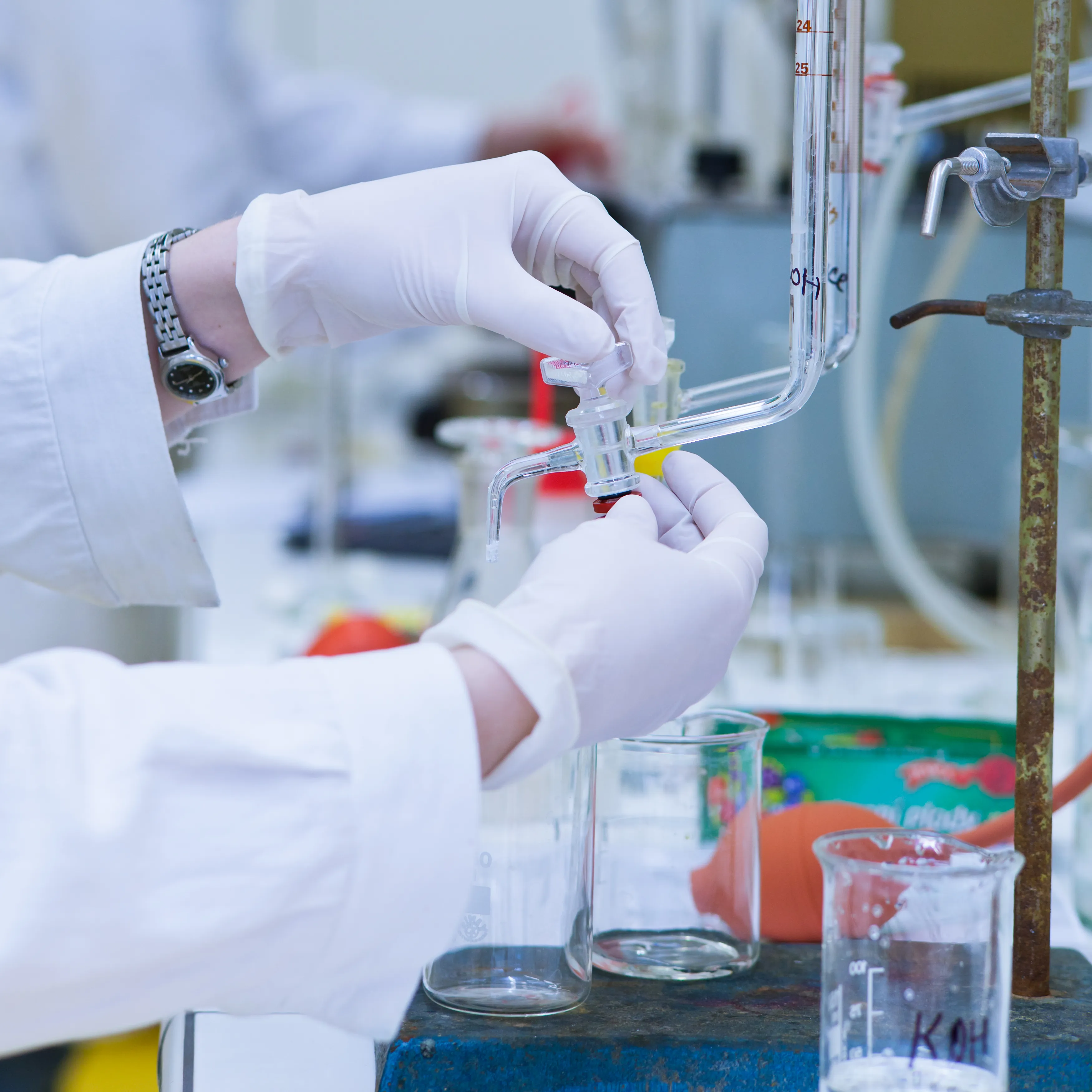 scientist testing chemicals in lab