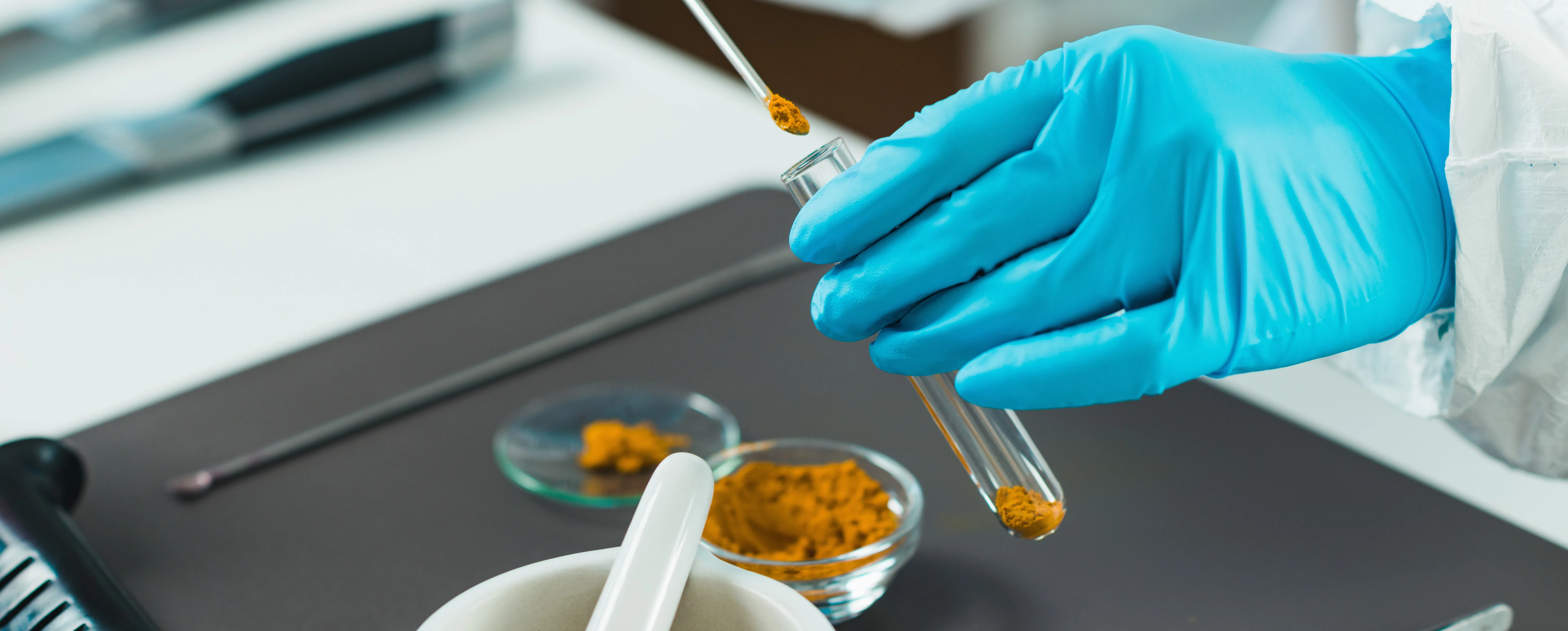 scientist testing spice-sample